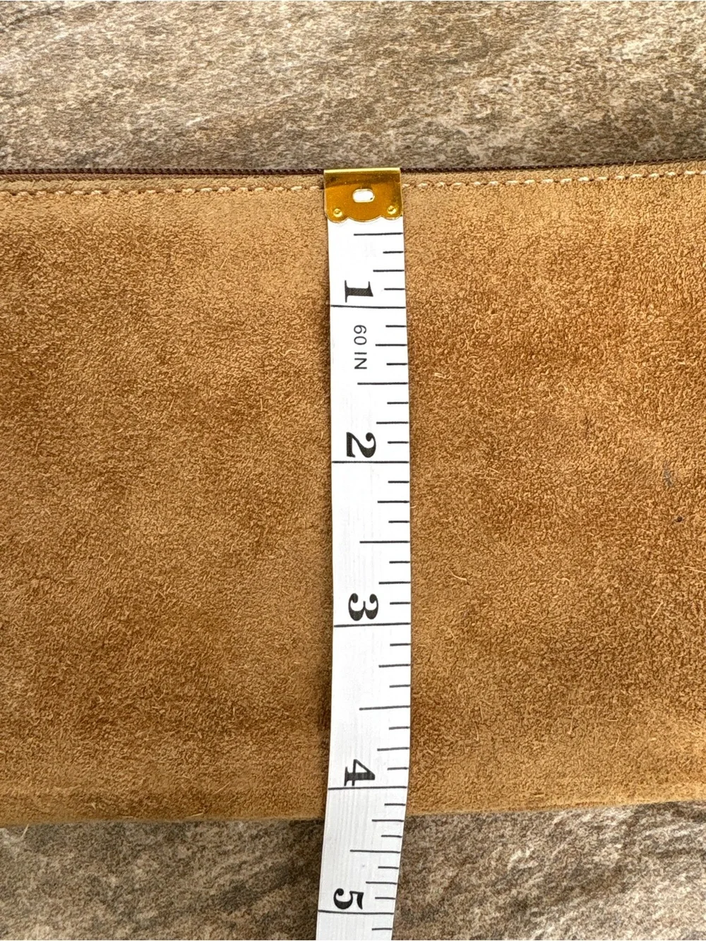 Coach Tan Suede Wristlet with Dark Brown Leather Trim